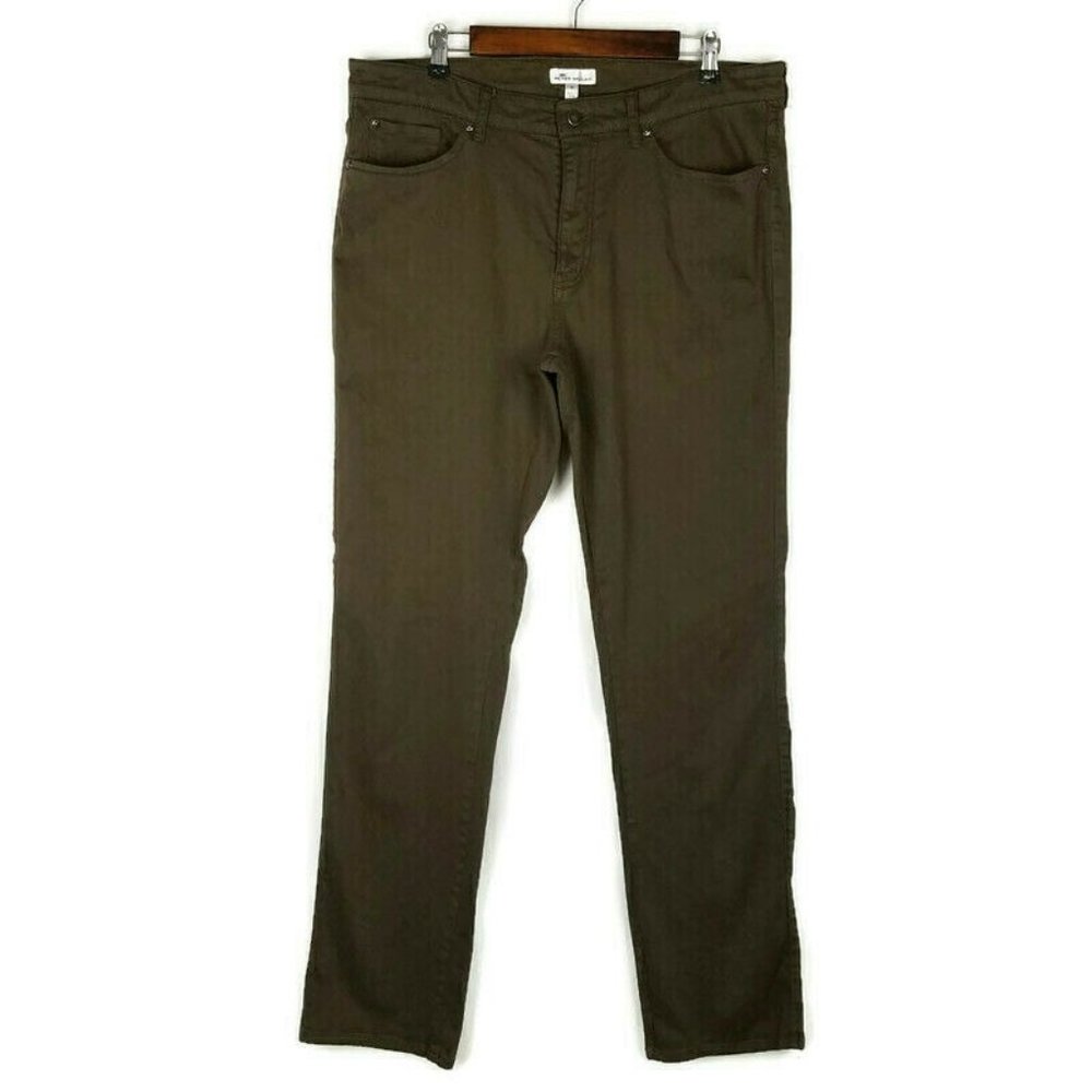 Peter Millar Mens Pants Size 36 Brown Soft Mid Rise Straight Leg Jeans Stretch